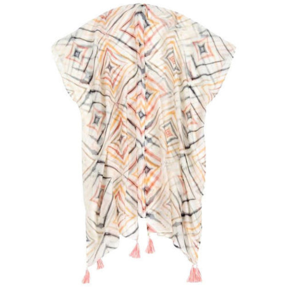 New Tassel Hem Kimono One Size Wrap, Swim Cover Up - Picture 2 of 3